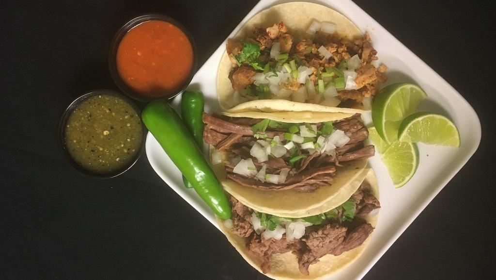 1 Street Taco · Original Street Taco served on corn tortilla, topped with onions, cilantro 
With your choice of Meat: Asada, Adobada, Al Pastor, Barbacoa, Carnitas, Chorizo, Shredded Chicken or Ground Beef
