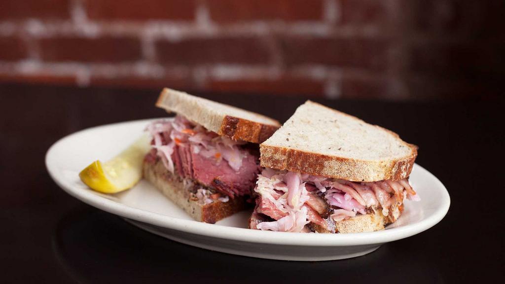 Ken’S Special · Pastrami, chopped liver, slaw, and Russian dressing.