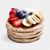 Ph Loaded Pancakes · Non-GMO Whole Grain Whey Protein Pancakes with your choice of fruit: Bananas, Coconut, Blueb...