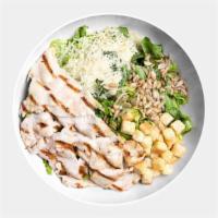 Chicken Caesar · Grilled Hormone-Free, Cage-Free Chicken, Romaine Lettuce, Parmesan Cheese, Sunflower Seeds, ...