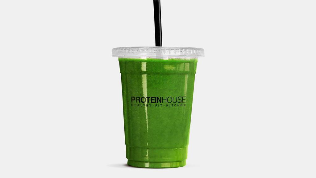 16 Oz Green Monster · Blended Spinach, Honey Dew, Pineapple, Lime, Ginger, Kale, Cucumbers, Coconut Water
