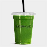 24 Oz Green Monster · Blended Spinach, Honey Dew, Pineapple, Lime, Ginger, Kale, Cucumbers, Coconut Water