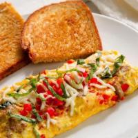 Italian Omelet · 3 ounce scrambled omelet with sausage, mozzarella cheese, red bell peppers and fresh basil. ...