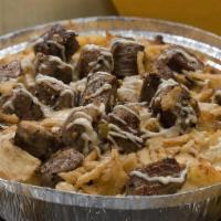 Kidz Steakhouse · Our Classic Mac and Cheese topped with, Steak, Crispy Onions, Pepper Jack, Aioli and Steak s...