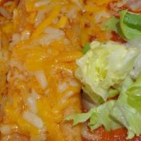 Enchilada Plate (2) · 2 enchiladas served with rice and beans