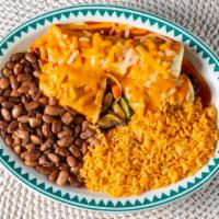 Veggie Enchilada (2 Enchilada) · A soft corn tortilla filled with sautéed zucchini, mushrooms, bell pepper, carrots and onion...