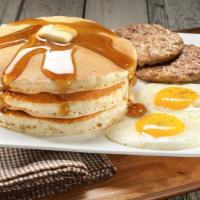 Buttermilk Pancake Combo With 2 Eggs & Meat · 