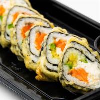 Las Vegas Roll · Salmon, crab mix, avocado, and cream cheese inside, . tempura fried, and drizzled with spicy...