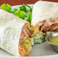 Burrito Loco · Choice of meat    Beef Chicken Pork Carmetas  plus guacamole, lettuce, cheese, sour cream, p...