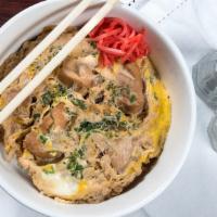 Oyako Donburi · Donburi means parent and child. chicken meat and egg are similar together in a sauce. oversi...