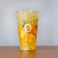 Orange Mojito · Sparkling Mojito with fresh oranges, lime juice, mints and chia seeds