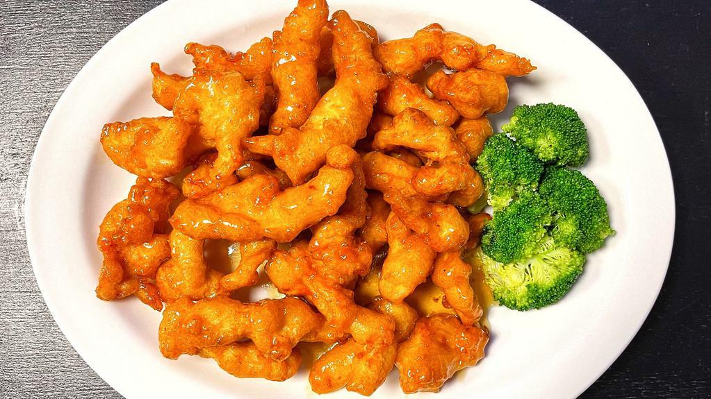 Orange  · Deep-fried Chicken, or tofu in orange sauce with steamed broccoli.