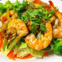 Garlic Lover Delight · Stir-fried in garlic sauce with steam mixed vegetables: broccoli, cabbage, celery, carrots, ...