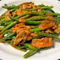Green Beans In Peanut Sauce · Stir-fried green beans with peanut sauce, cilantro, black pepper.