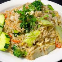 Crab Meat Fried Rice- Special · Stir-fried rice with eggs, mix vegetable, broccoli, cabbage, carrots, bok choy, celery, onio...