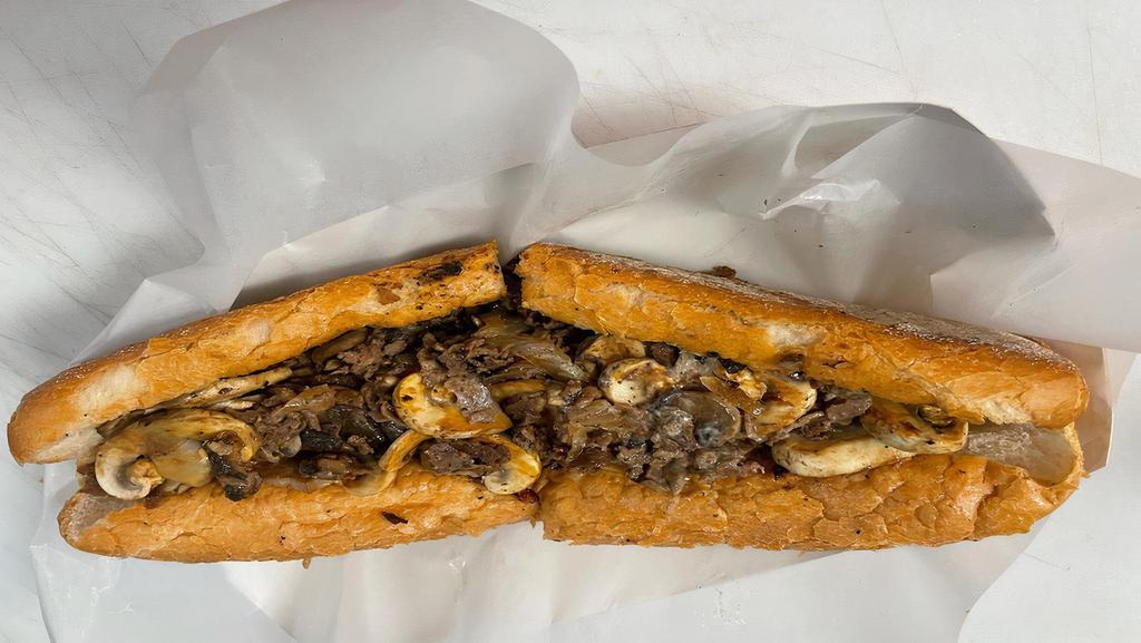 Mushroom Philly Whole · Grilled onions, mushrooms, mayo, and white American cheese.