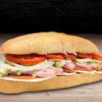 Geno'S Italian Sandwich · COLD DELI SUB, PROVOLONE, HAM, SALAMI, PEPPERONI, LETTUCE, ONIONS, TOMATOES, MAYO & HOUSE DR...