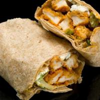 Buffalo Chicken · Chicken tossed in buffalo sauce, bleu cheese crumbles, tomato, romaine, and topped with bleu...