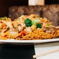 Tour Of China · Hot and spicy. A trio of pepper spiced prawns, Cantonese chow mein and Yangzhou fried rice.