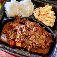 Hawaiian Bbq Teriyaki Beef Plate · Sliced ribeye steak marinated with soy sauce, pineapple juice, ginger and garlic and grilled...