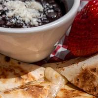 Chicken & Cheese Quesadilla Kids · Chicken and Oaxaca cheese quesadilla.. Side choice of either Barrio fries, black beans, mixe...