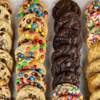 36 Baked Cookies In Large Pizza Box! · 36 Baked Cookies in large pizza box!  Choose between chocolate chip, double chocolate, sprin...