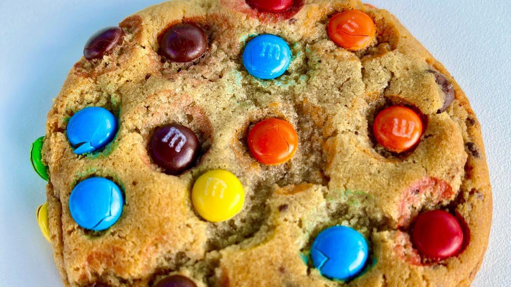 M&M Cookie · Large baked M&M chocolate chip cookie