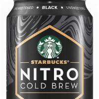 Black - Starbucks Nitro Cold Brew · Can of Starbucks Nitro Cold Brew, Black Unsweetened flavor.  This cold brew is infused with ...