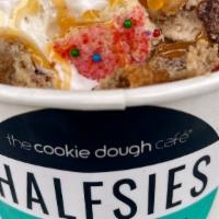 Cookie Monster Layered - Premium Halfsies · BEST SELLER!  Pint of cookie dough + ice cream! Layers and Layers of cookie dough, ice cream...