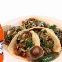 Combo #63 - 5 Tacos  · Soft street tacos, with meat choice, served with cilantro, onion and salsa. Included favorit...