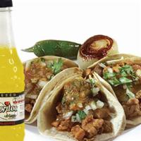 Combo #61 - 3 Tacos  · Soft street tacos, with meat choice, served with cilantro, onion and salsa. Included favorit...