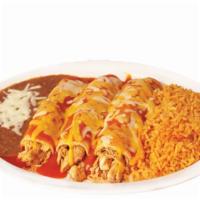 Enchiladas Chipotle (3)
 · Covered with mild chipotle sauce, monterrey and cheddar cheese. No extra meat or substitutio...