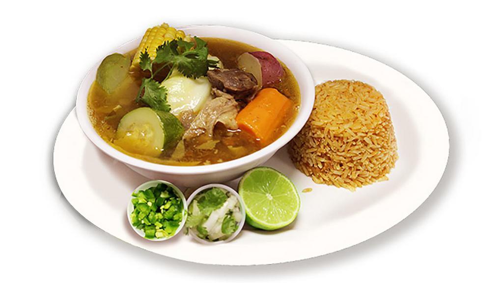 Caldo De Res
 · Cooked with generous tender piece of beef, zucchini, chayote, carrots, potatoes, cilantro and other spices. Served with rice and handmade tortillas. No extra meat or substitutions without paying or written on special instructions.