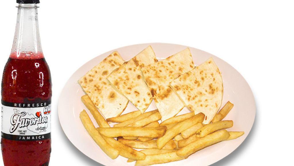 Kids' Quesadilla · Includes sixteen ounces favoritos® or twelve ounces fountain drink. No extra meat or substitutions without paying or written on special instructions.