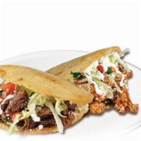 Single Gordita · A thick handmade tortilla filled with refried beans, with meat choice, onions cilantro, sals...