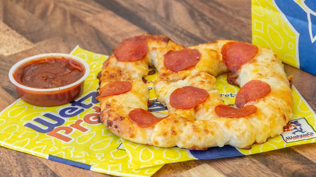 Pepperoni Twist · Pizza meets pretzel when we top our classic pretzel with pepperoni and our three-cheese blend before baking.