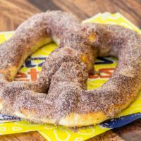 Sinful Cinnamon Pretzel · A whole pretzel baked fresh and tossed with cinnamon sugar. Sweet!