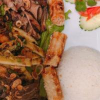 Combination Plate · Grilled beef, chicken, pork, shrimp and pork eggrolls.