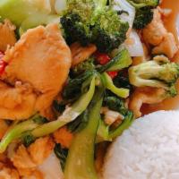 Stir-Fried Mix Vegetables · Choice of chicken, beef, tofu, shrimp or combo with broccoli, snowpea, carrot and Napa cabba...