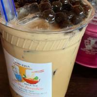 Brown Sugar Coffee With Coffee Jelly Or Boba · The combination of Vietnamese coffee and brown sugar and milk with coffee jelly / boba topping