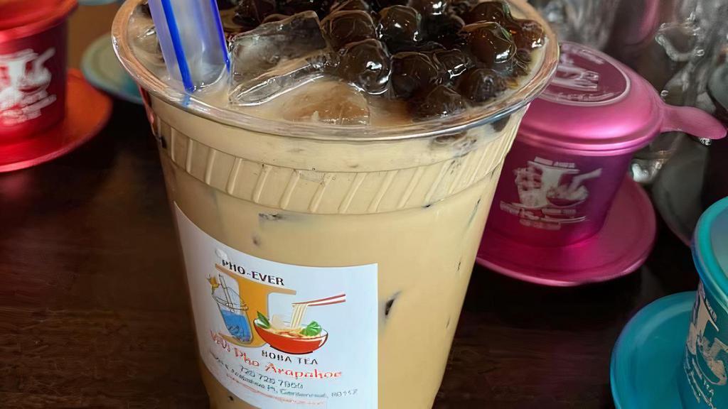 Brown Sugar Coffee With Coffee Jelly Or Boba · The combination of Vietnamese coffee and brown sugar and milk with coffee jelly / boba topping