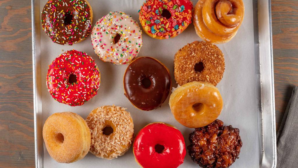 Regular Donuts · Regular donuts: each $1.25 + tax half dozen $6.51 + tax full dozen $10.85 + tax fancy donuts: each $2.29 + tax half dozen $ 14.50 + tax and full dozen $23.50 + tax