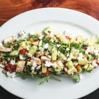 Chopped Chicken & Cashew Salad  · Chopped Chicken & Cashew Salad 
Arugula 
Red wine vinaigrette 
Red peppers
Cucumbers 
Chives...