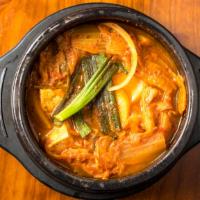 Spicy Kimchi Soup · Spicy. With beef, tofu & assorted vegetables