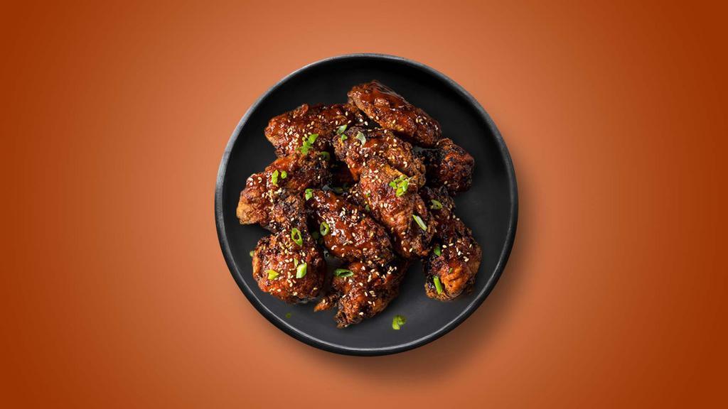 Heat Waves · 6 golden fried wings in an extra hot hell juice. Served with a side of blue cheese or ranch.