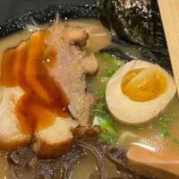 Tonkotsu Ramen · Tonkotsu broth, pork chashu, soft boiled egg, bean sprout, green onions, bamboo shoot, dry s...