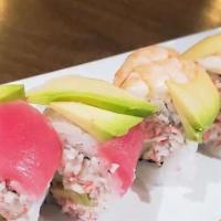 Rainbow Roll · Top Tuna, Salmon, Crab, Shrimp, Cucumber, Avocado