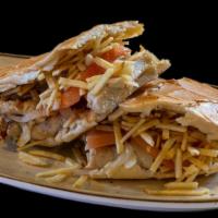 Chicken Sandwich · Pan seared chicken breast with sautéed onions, tomato,potato sticks and mayo on Cuban bread.