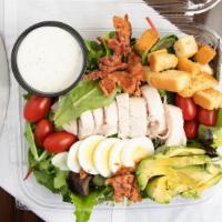 Turkey Cobb Salad · Turkey Cobb salad, a fresh bed of mixed greens, turkey, bacon, hard boiled egg, tomatoes, av...