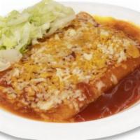 Cheese Enchilada · Plenty of cheese with two corn tortillas, topped with enchiladas sauce, cheddar, jack cheese...